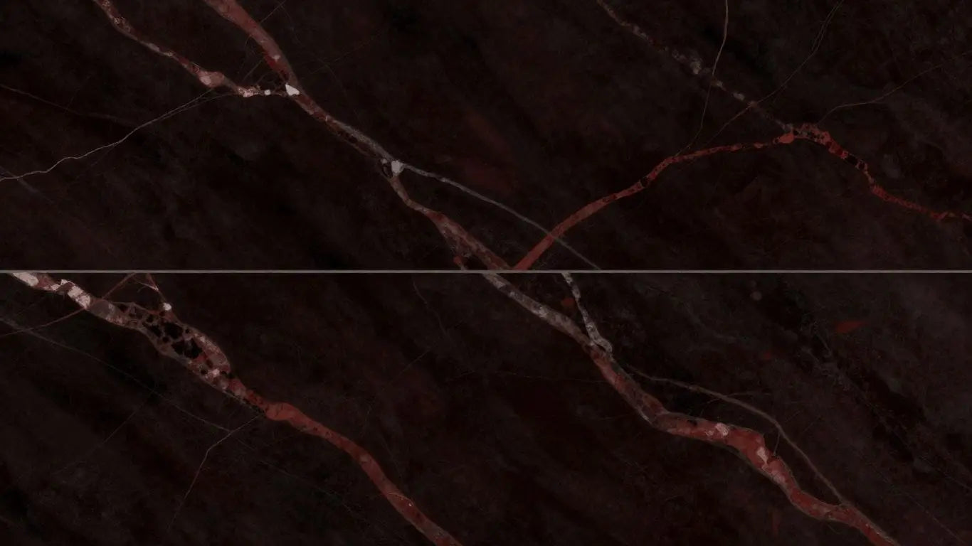 Rosso Levanto marble tiles with deep red veining.