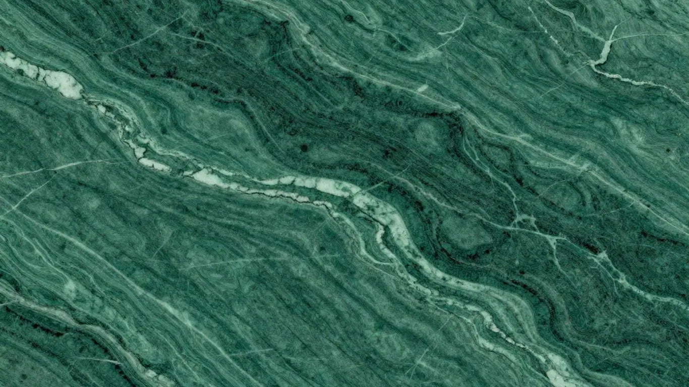 Verde Alpi marble slab with green and white veins.