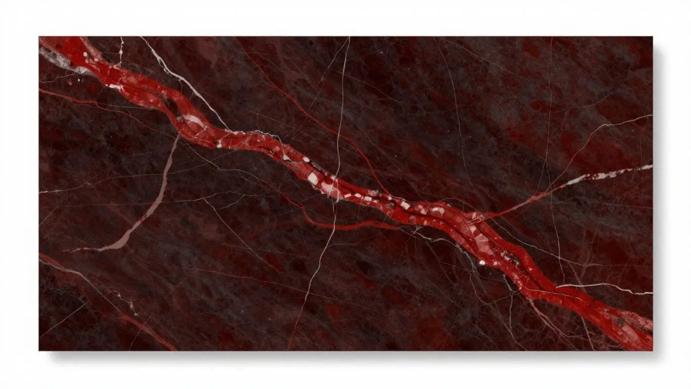 Sketch of Rosso Levanto marble with red veins.