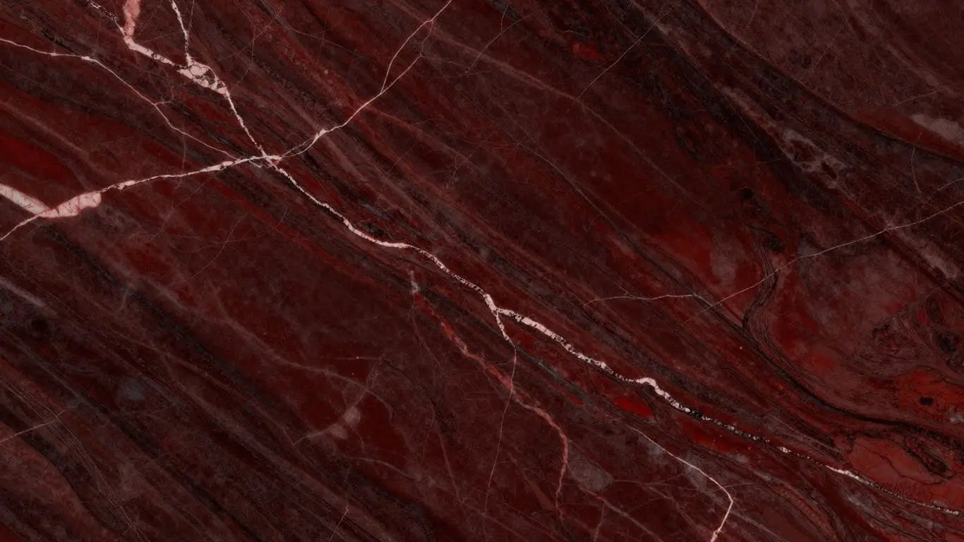 Rosso Levanto marble slabs with deep red veining.
