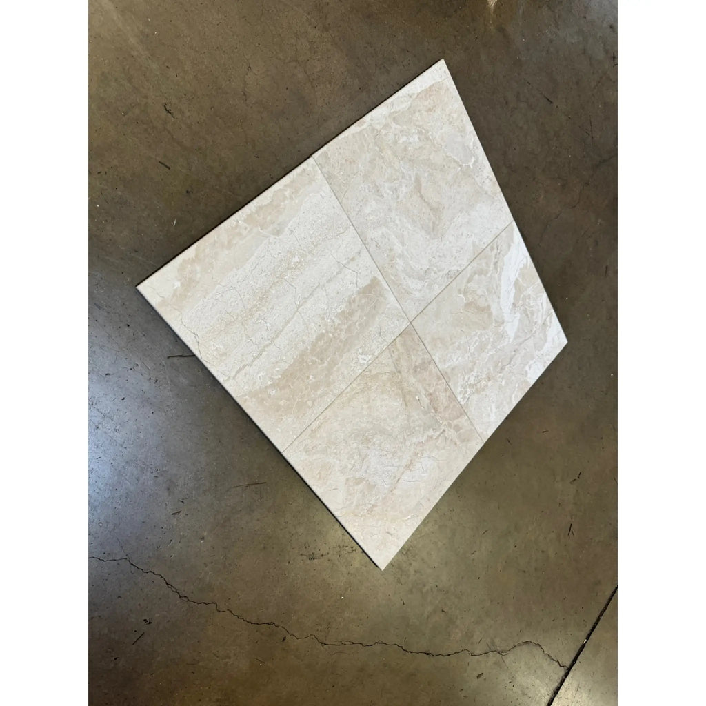 Square Diano Royal Queen Beige Marble 12x12 Tile with polished or honed marble-like pattern