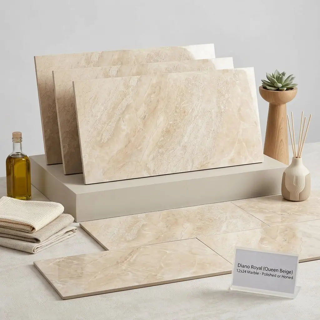 Beige marble tile diano royal queen beige 12x24 with polished or honed finish for elegant flooring and walls