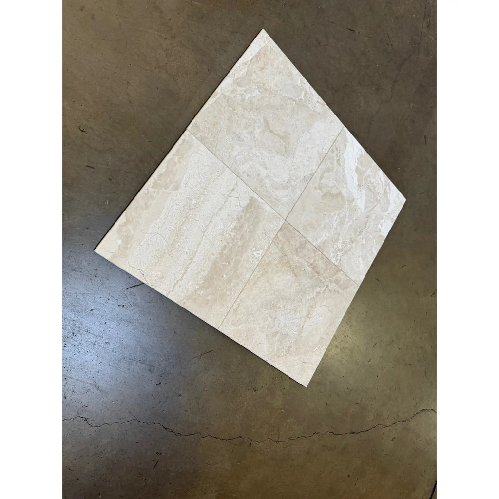 Beige marble-effect ceramic tile diano royal queen beige 18x18 with glossy polished finish and subtle veining