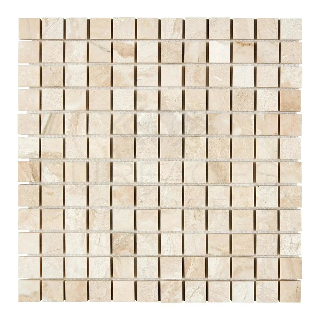 Beige square mosaic tile sheet for Diano Royal Marble 1X1 Mosaic Polished