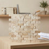 Beige stone veneer diano royal queen beige marble 1x2 brick mosaic with a natural textured surface and irregular shapes