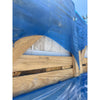 Wooden crate covered in blue plastic for Diano Royal Queen Beige Marble tiles