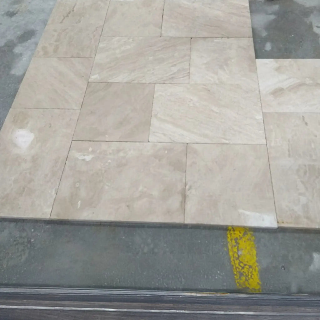 Diano Royal Queen Beige marble Versailles pattern set, staggered beige tiles