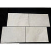 Dolce Crema 18X18 Limestone: four light gray marbled matte tiles