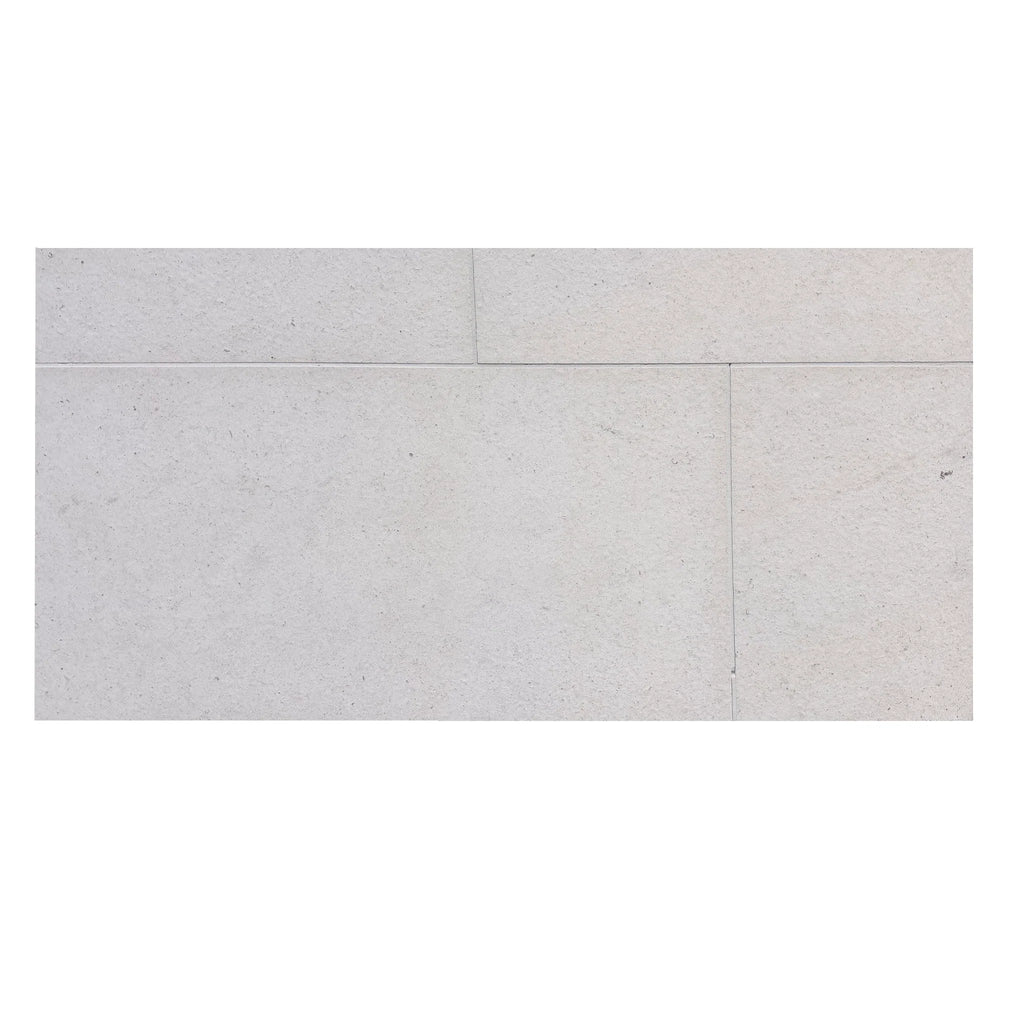 Dolce Ivory 18x36 limestone brushed light gray stone tiles with subtle texture