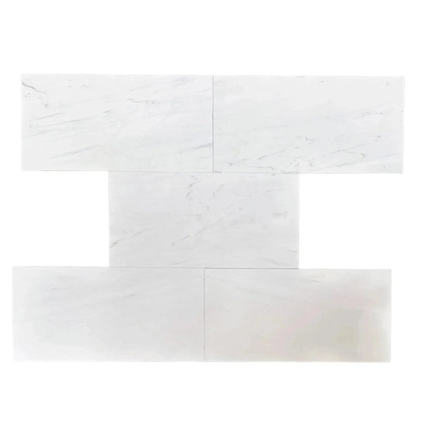 White marble-patterned rectangular tiles from Dolomite Classic White Marble for elegant interiors