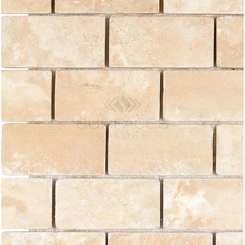 Durango Paredon Travertine Brick Mosaic Tile– SurfacesGalore