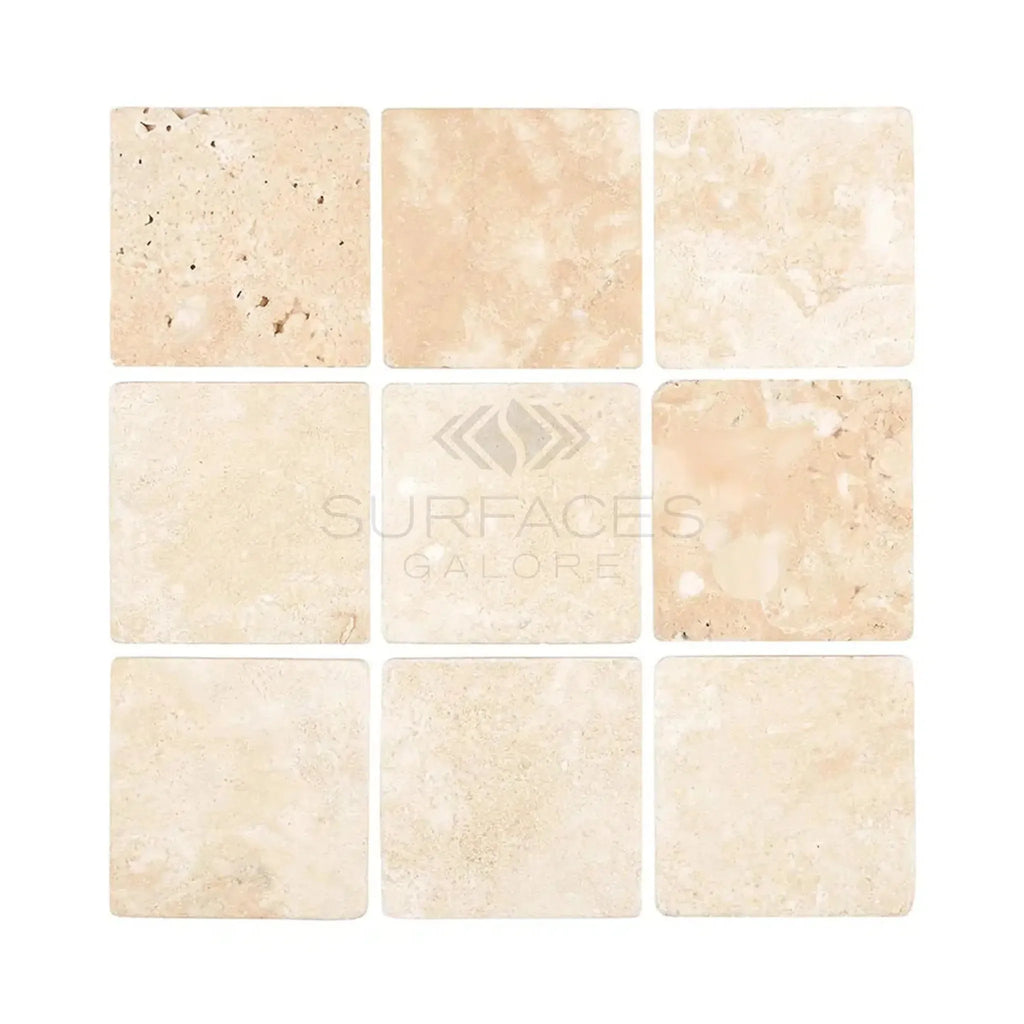 Durango Paredon Travertine 4X4 Tumbled Tile– SurfacesGalore