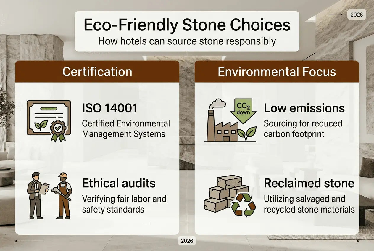 Infographic on sustainable stone sourcing for hotels
