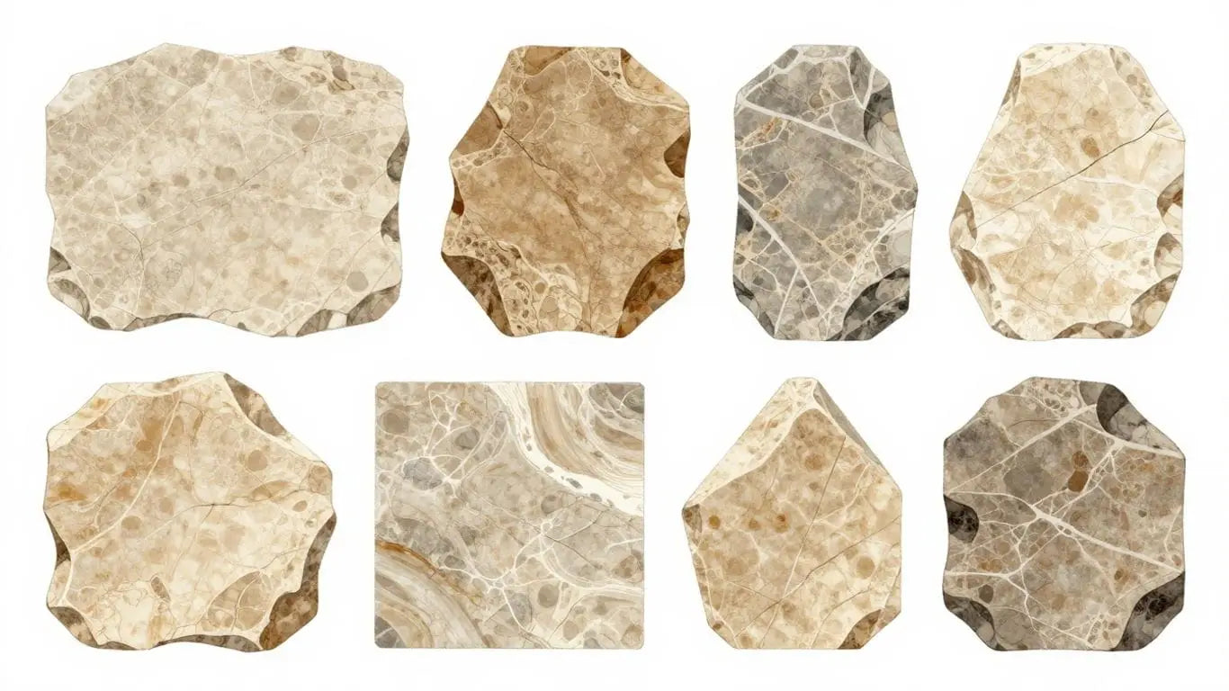Natural earth-tone limestone slabs sketch