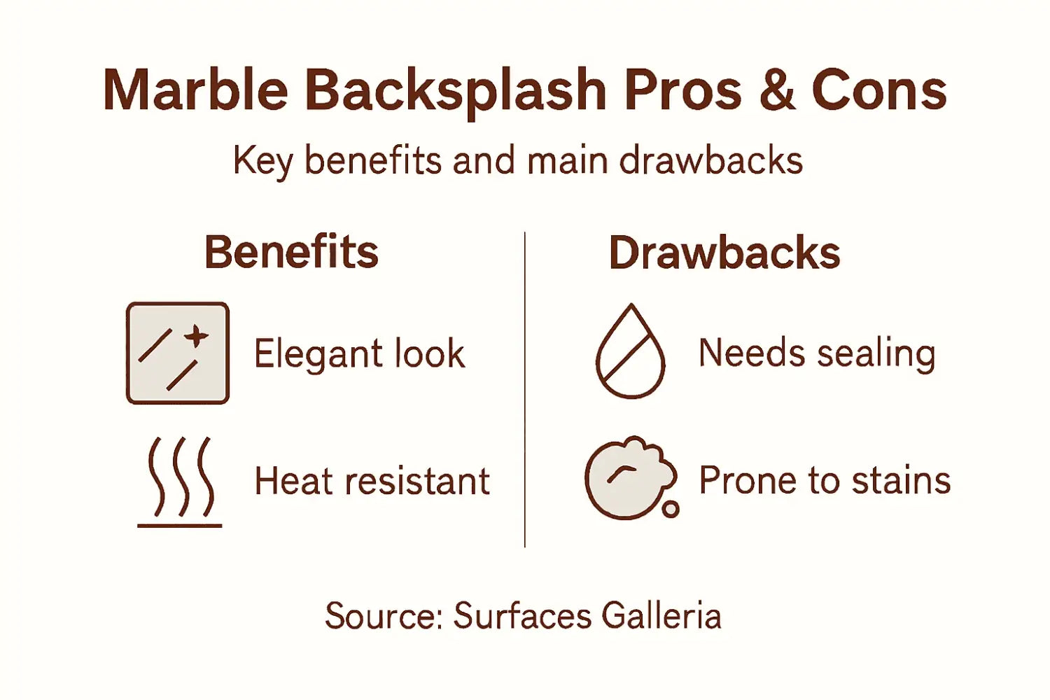 Infographic showing marble pros and cons