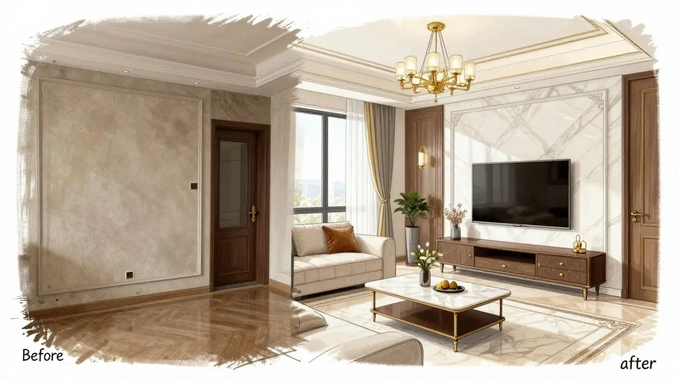 Marble transformation: dull to gleaming luxury.