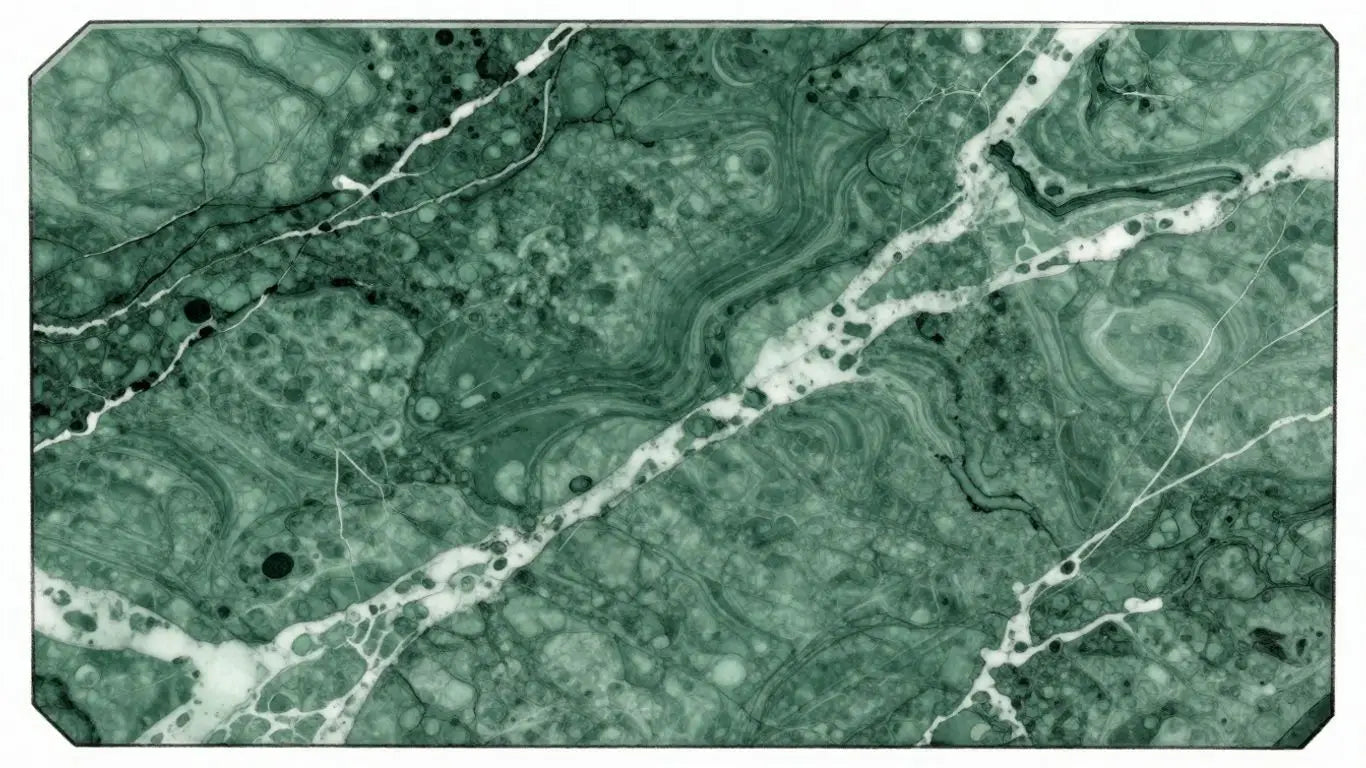 Ming Green marble slabs with green and white veins.
