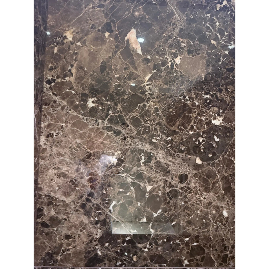Emperador Dark Marble 18x18 Polished slab with white beige veining