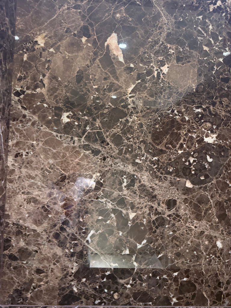 Emperador Dark Marble 18x18 Polished slab with white beige veining