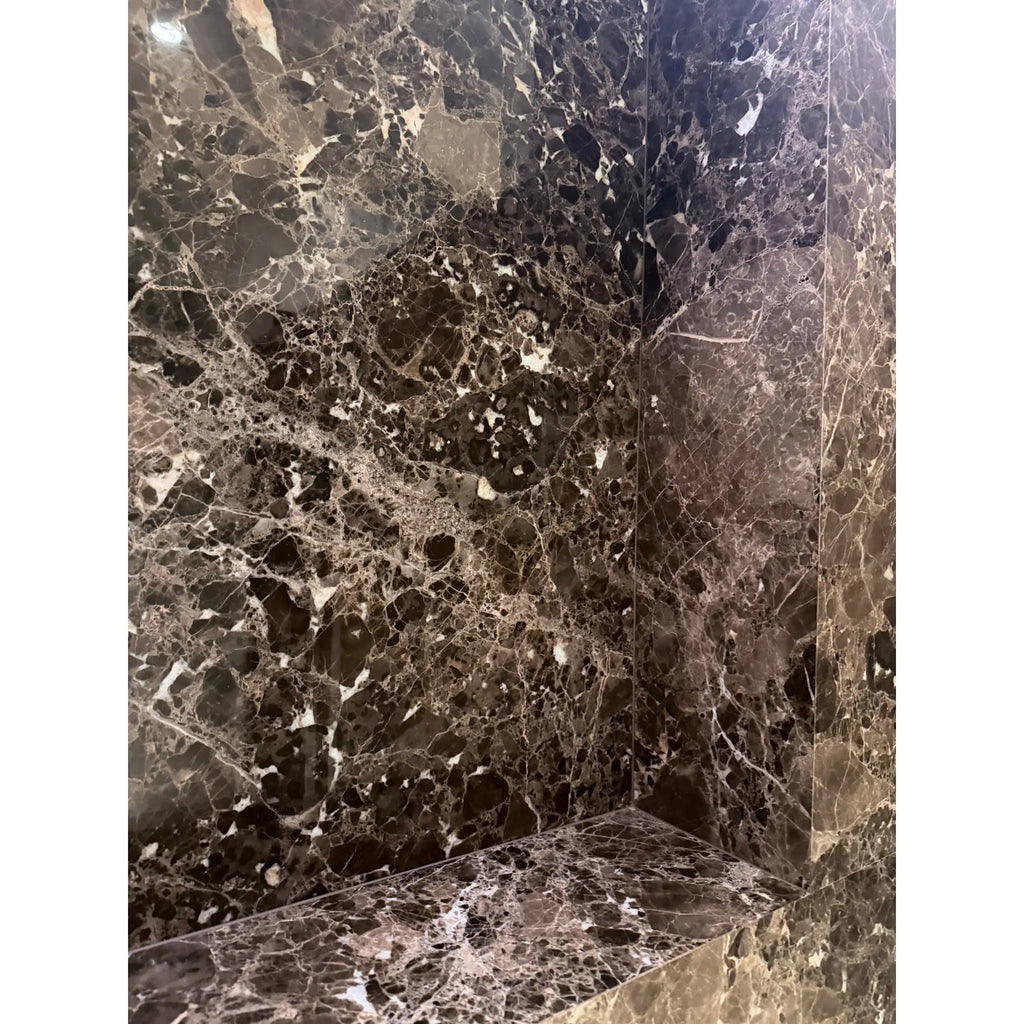 Emperador Dark Marble 18x18 Polished with white beige veining