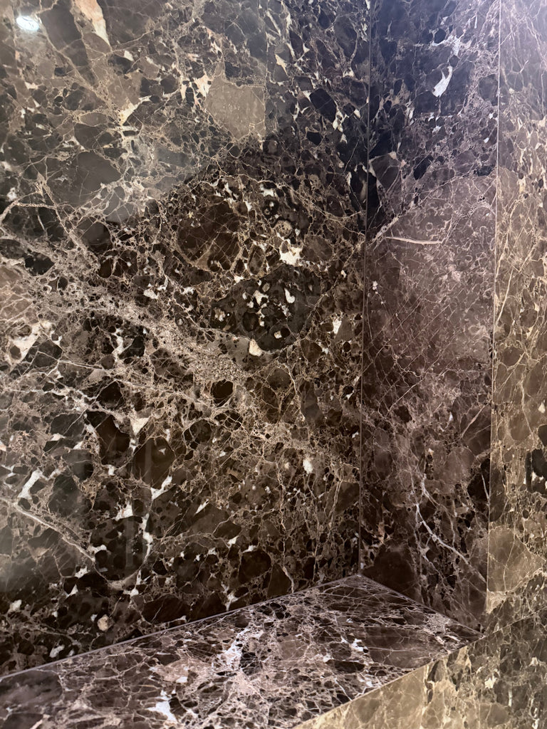 Emperador Dark Marble 18x18 Polished with white beige veining