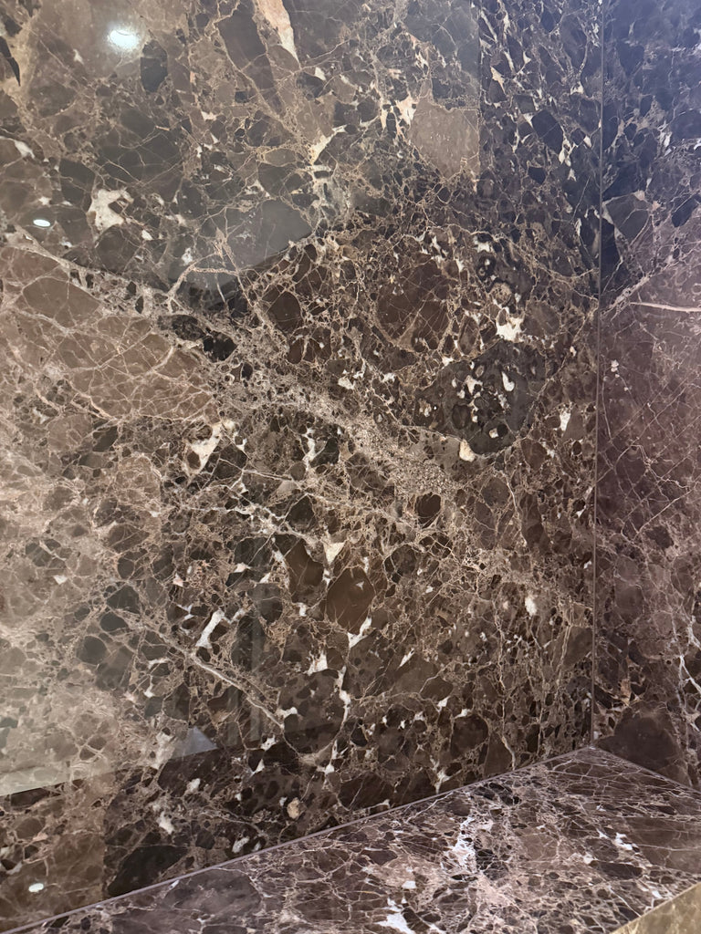 Emperador Dark Marble 18x18 Polished with white beige veining