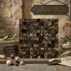Emperador dark marble 1x1 mosaic tumbled tile panel with rich brown and black veined Spanish marble squares