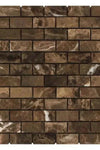 Emperador Dark Marble 1X2 Brick Mosaic Tumbled