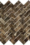 Emperador Dark Marble 1X2 Herringbone Mosaic Polished