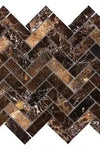 Emperador Dark Marble 1X3 Herringbone Mosaic Polished