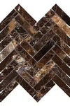 Emperador Dark Marble 1X4 Herringbone Mosaic Polished