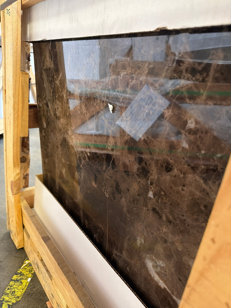 Emperador Dark Marble 24x24 Polished Slab in Wooden Crate