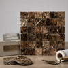 Emperador Dark Marble 2x2 mosaic polished panel featuring brown Spanish marble with intricate veining and reflective surface