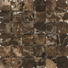 Brown marble mosaic tile sheet featuring Emperador Dark Marble 2X2 Mosaic Tumbled