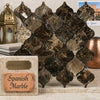 Emperador dark marble 3 inch lantern mosaic polished tiles with dark brown quatrefoil patterns and natural veining