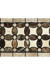 Emperador Dark Marble 5 3/4X11 1/4 Florida Flower Border (Crema Marfil+Emp. Light+Emp. Dark)Polished