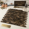 Emperador dark marble 5/8x1 1/4 mini-brick mosaic tumbled tile with dark brown color and natural veining
