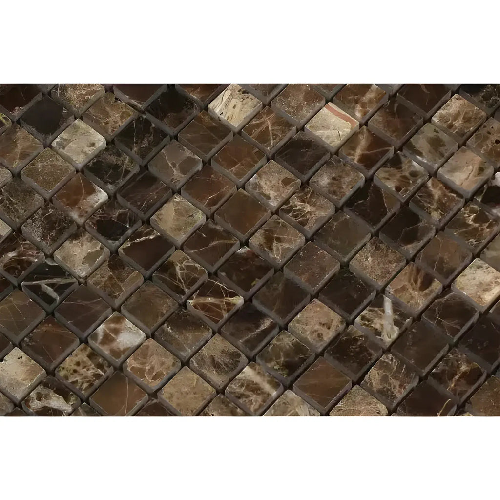 Brown marble mosaic tile from Emperador Dark Marble 5/8X5/8 Mosaic Polished