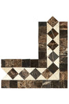 Emperador Dark Marble Bias Border Corner w/ Crema Marfil Dots Polished