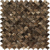 Brown marble scallop mosaic tile from Emperador Dark Marble FAN Raindrop collection
