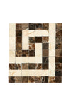 Emperador Dark Marble Greek Key Corner Border (Emp. Dark+C. Marfil) 3 1/8 X 3 1/2 Polished