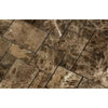 Brown marble herringbone tile pattern in Emperador Dark Marble Mini-Versailles Mosaic