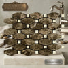 Brown Spanish marble mosaic with hexagonal Emperador Dark tiles and cream-colored C Marfil square accents polished