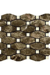 Emperador Dark Marble Octave (Long Octagon) w/ C. Marfil Mosaic Polished