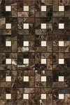 Emperador Dark Marble Pinwheel (Mini) w/ C. Marfil Dots Mosaic Polished