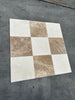 Beige and white marble tile coaster set with checkered pattern for Emperador Light Marble 12x12 polished