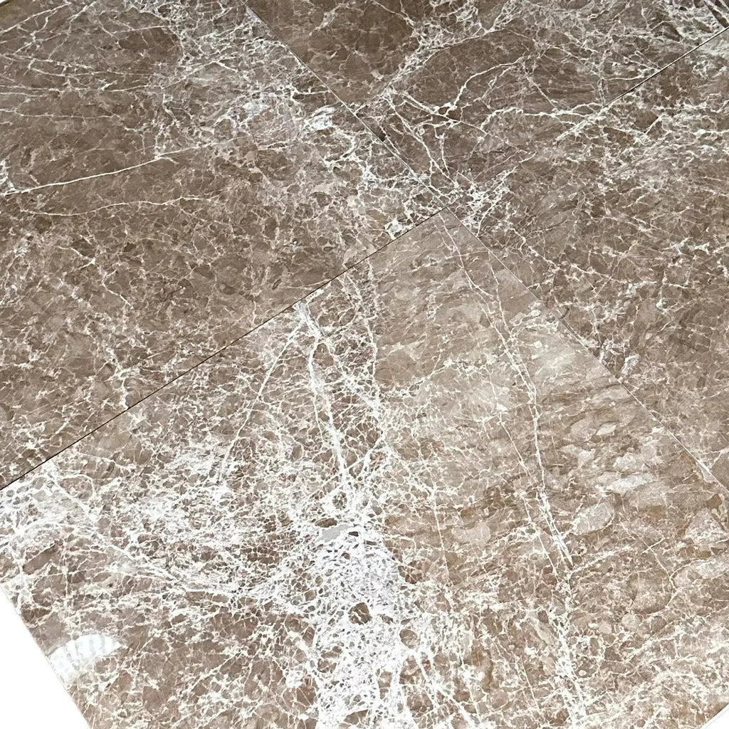 Polished brown Emperador Light Marble tiles in 24X24 size for elegant flooring