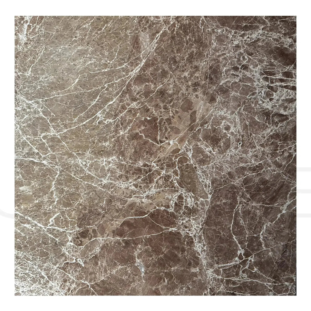 Brown Emperador Light Marble slab with elegant white veining for tile installation