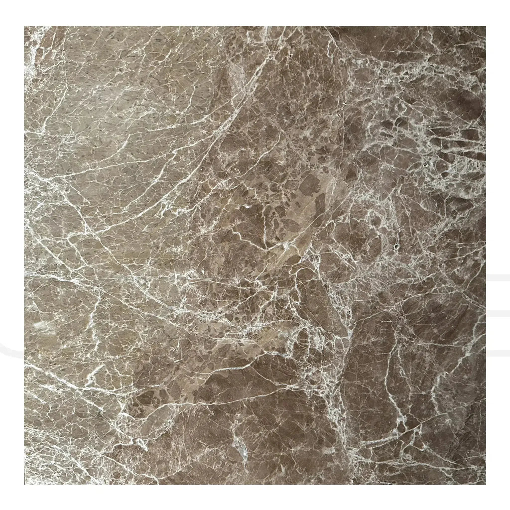 Brown Emperador Light Marble tile with white veining, 24X24 polished finish