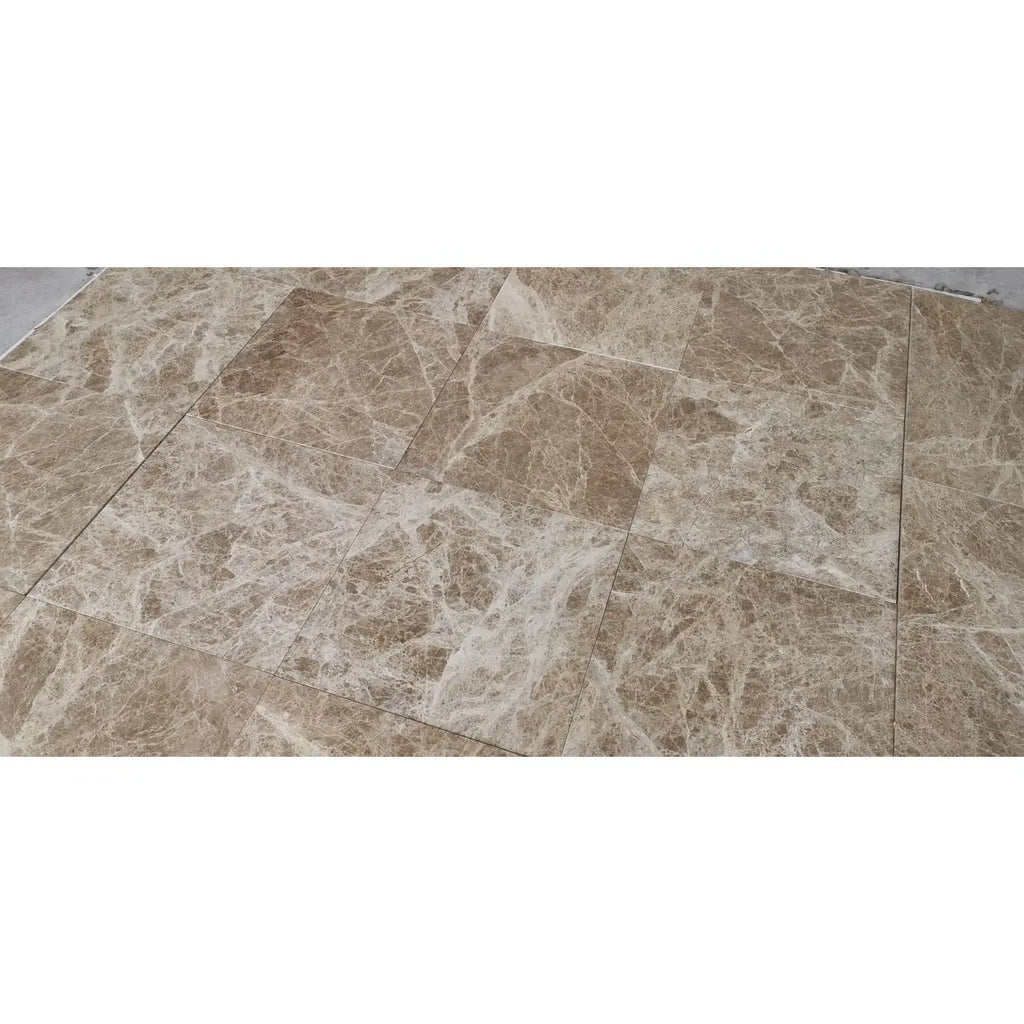 Emperador Light Marble 4x4 Tumbled brown marble floor tiles for elegant interiors